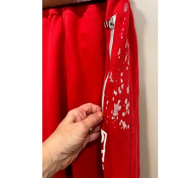Nas'ii Red Sweats Track Suit Zipper Paint Splatter Streetwear Size Med - Picture 7 of 15